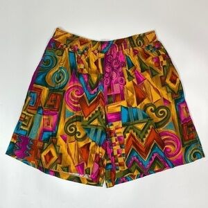 Vintage Cabrais Plus Collection Geo Abstract Stretch Waist Rayon Shorts …